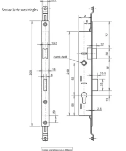 Serrure Stremler 3 points axe 30 coffre 45